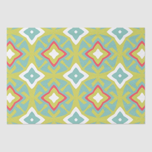 Aqua en Chartreuse Tiki Tissue Paper Tissuepapier (Voorkant)