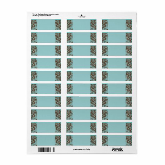 Aqua en chocoladevogel etiket (Full Sheet)