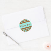 Aqua en Chocolate Brown Bedankt Stickers (Envelop)