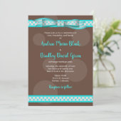 Aqua en Chocolate Brown Polka Dots Invitation Kaart (Staand voorkant)