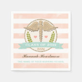 Aqua en Coral Caduceus Nurse Afstuderen Servetten (Voorkant)