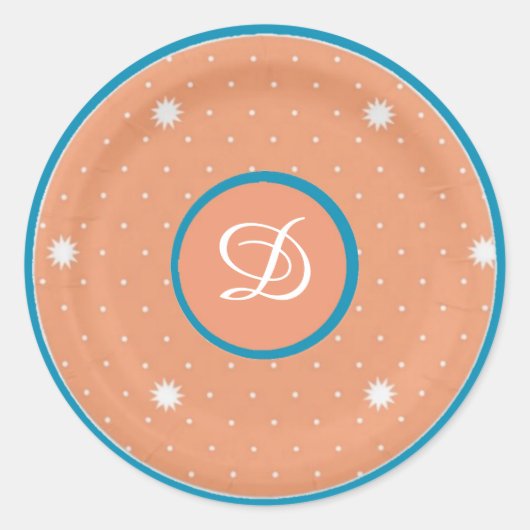 Aqua en Coral Monogram Stickers (Voorkant)