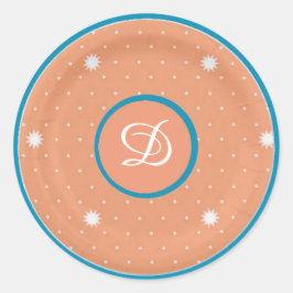 Aqua en Coral Monogram Stickers