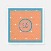 Aqua en Coral Monogrmmed Cocktail Napkins Servetten (Voorkant)