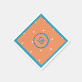 Aqua en Coral Monogrmmed Cocktail Napkins Servetten (Hoek)
