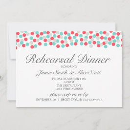 Aqua en Coral Polka Dot Rehearsal Dinner Invite Kaart