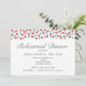 Aqua en Coral Polka Dot Rehearsal Dinner Invite Kaart (Staand voorkant)
