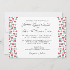 Aqua en Coral Polka Dot Wedding Uitnodiging