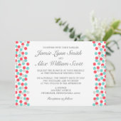 Aqua en Coral Polka Dot Wedding Uitnodiging (Staand voorkant)