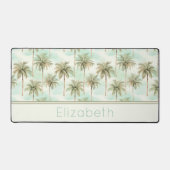 Aqua en Cream Tropical Palm Tree Monogram Bureaumat (Voorkant)