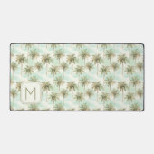 Aqua en Cream Tropical Palm Tree Monogram Bureaumat (Voorkant)