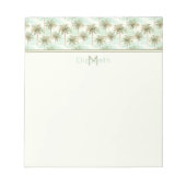 Aqua en Cream Tropical Palm Tree Monogram Notitieblok (Voorkant)