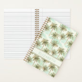 Aqua en Cream Tropical Palm Tree Monogram Notitieboek (Binnen)