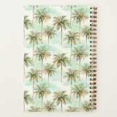 Aqua en Cream Tropical Palm Tree Monogram Notitieboek (Achterkant)