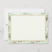 Aqua en Cream Tropical Palm Tree Monogram Notitiekaartje (Achterkant)