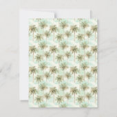 Aqua en Cream Tropical Palm Tree Monogram Notitiekaartje (Achterkant)