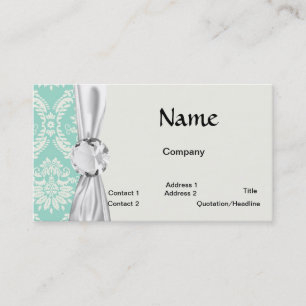 aqua en crème fleur elegante damast visitekaartje