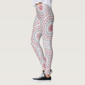 Aqua en Crimson Mandala Patroon Leggings (Links)