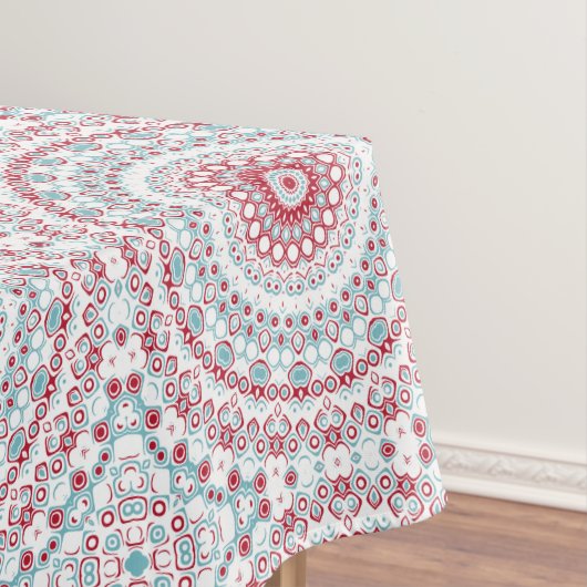 Aqua en Crimson Mandala Patroon Tafelkleed (Voorbeeld)