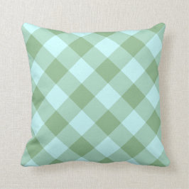 Aqua en Dark Zee Green Gingham Kussen