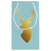 Aqua en Faux Gold Foil Deer Head Klein Cadeauzakje (Achterkant)