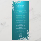 Aqua en  Floral Lace Wedding Programma Programmakaart (Achterkant)