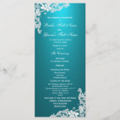 Aqua en  Floral Lace Wedding Programma Programmakaart (Voorkant)