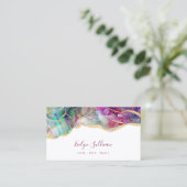 Aqua en fuchsia opaal visitekaartje (Staand voorkant)