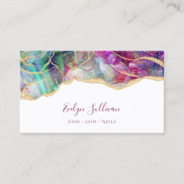 Aqua en fuchsia opaal visitekaartje