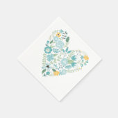 Aqua en Geel Bloemen Hart Servet (Hoek)