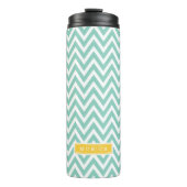 Aqua en Geel Chevron Monogram Thermosbeker (Voorkant)