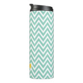 Aqua en Geel Chevron Monogram Thermosbeker (Geroteerd rechts)