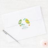 Aqua en Geel Hete Luchtballons Baby shower Ronde Sticker (Envelop)
