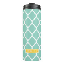 Aqua en Geel Marokkaans Quatrefoil Monogram