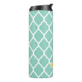 Aqua en Geel Marokkaans Quatrefoil Monogram Thermosbeker (Gedraaid links)