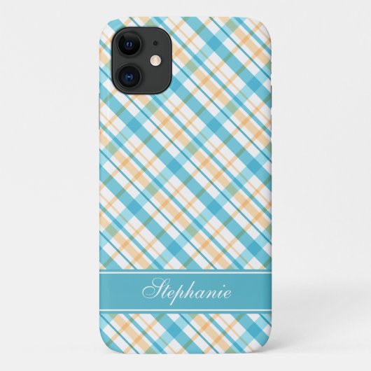 Aqua en Geel Patroon Case-Mate iPhone Case (Achterkant)