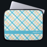 Aqua en Geel Patroon Laptop Sleeve<br><div class="desc">Stijlvol en stijlvol vormgegeven vormgeving op maat.</div>