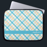 Aqua en Geel Patroon Laptop Sleeve<br><div class="desc">Stijlvol en stijlvol vormgegeven vormgeving op maat.</div>