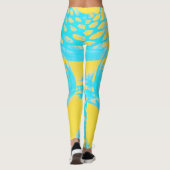 Aqua en Gele Abstracte Leggings (Achterkant)