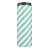Aqua en Gele Preppy Strepen Monogram Thermosbeker (Achterkant)