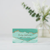 Aqua en Gold Agaat visitekaartje (Staand voorkant)