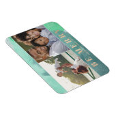 Aqua en Gold Be Merry Abstracte Multiple Photo Magneet (Rechterzijde)