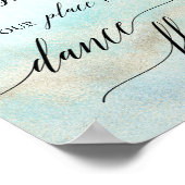 Aqua en Gold Beach Place Card Dance Floor Sign Poster (Hoek)