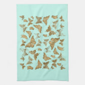 Aqua en Gold Butterfly Kitchen Towel Theedoek (Verticaal)