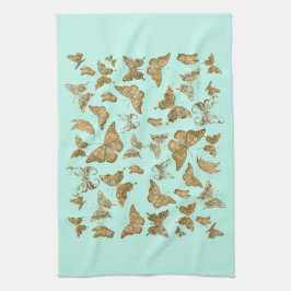 Aqua en Gold Butterfly Kitchen Towel Theedoek