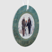 Aqua en Gold Fairy Lichten | Twee familiefoto's Ornament (voorkant)