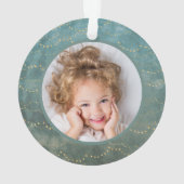 Aqua en Gold Fairy Lichten | Twee familiefoto's Ornament (achterkant)