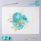 Aqua en Gold Floral Design 8 Tissuepapier (Craft)