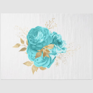 Aqua en Gold Floral Design 8 Tissuepapier