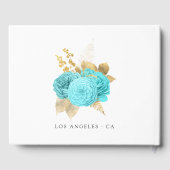 Aqua en Gold Floral Wedding Gastenboek (Achterkant)